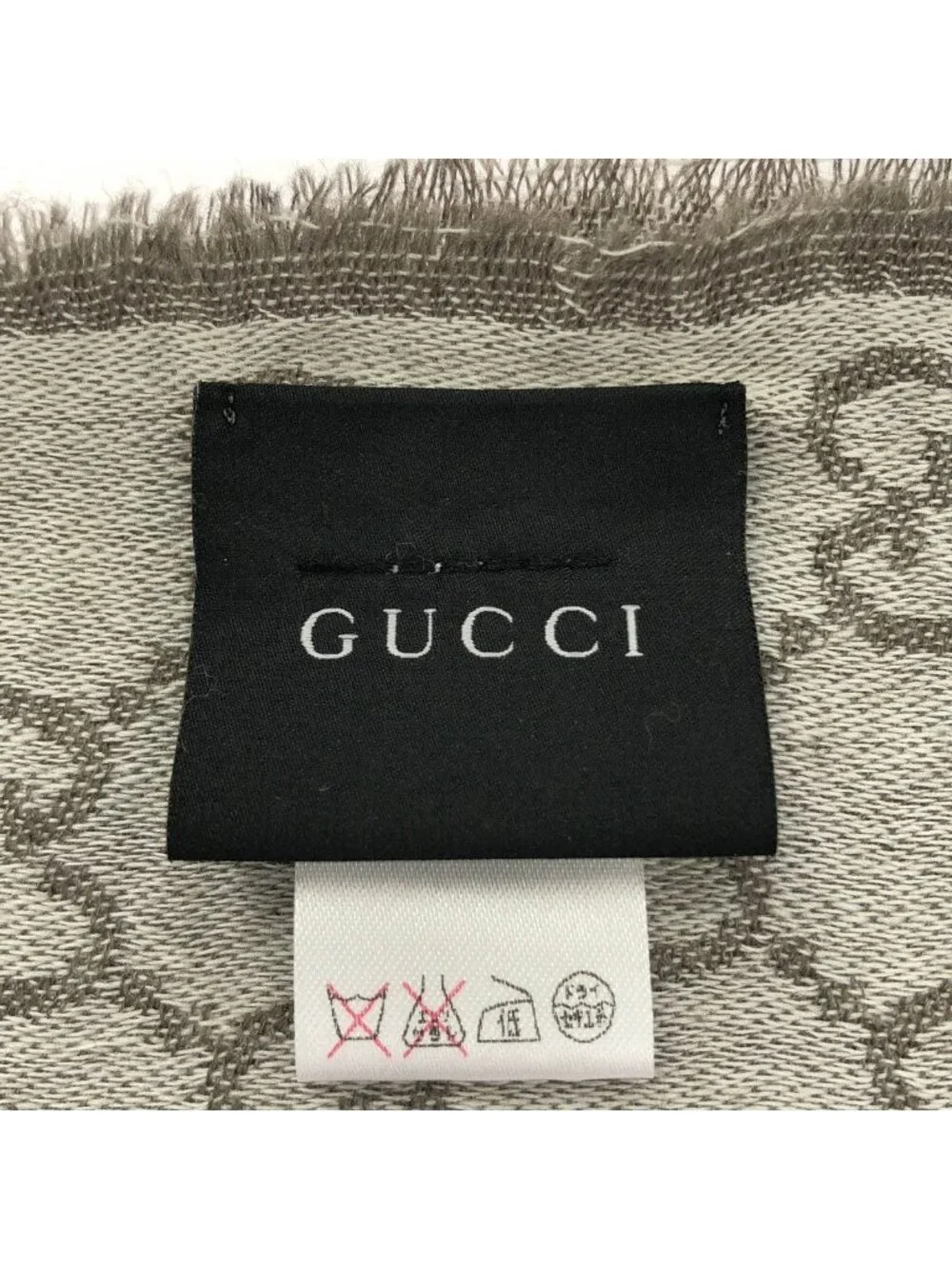 Gucci Wool Silk GG Shawl Gray Scarf